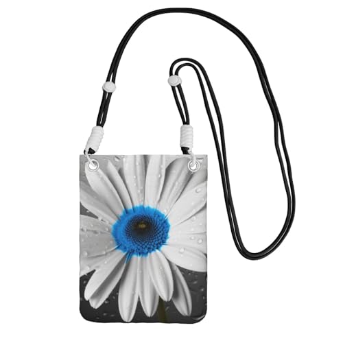 TRSGKSQP Kleine Crossbody-Tasche für Damen, Handy-Geldbörse, Mini-Handygeldbörse, Weiß/Blau, Gänseblümchen-Handytasche, Schwarz , Einheitsgröße von TRSGKSQP