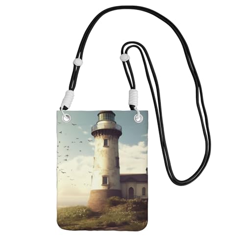 TRSGKSQP Kleine Crossbody-Tasche für Damen, Handy-Geldbörse, Mini-Handygeldbörse, alter Leuchtturm, Handytasche, Schwarz , Einheitsgröße von TRSGKSQP