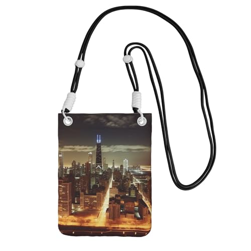 TRSGKSQP Kleine Crossbody-Tasche für Damen, Handy-Geldbörse, Mini-Handytasche, Chicago City, Schwarz , Einheitsgröße von TRSGKSQP