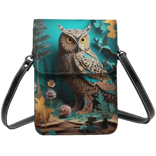 TRSGKSQP Kleine Umhängetasche aus Leder für Damen, Handy, Geldbörse, Eule, Handytasche von TRSGKSQP