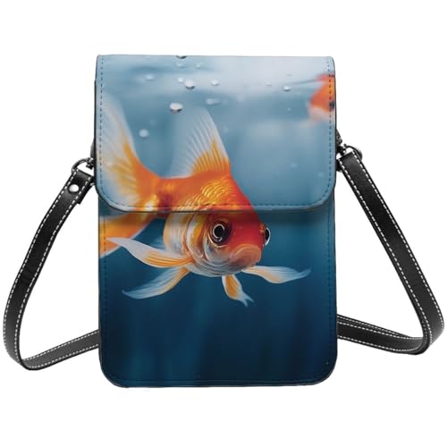 TRSGKSQP Kleine Umhängetasche aus Leder für Damen, Handy, Geldbörse, Fisch-Handytasche von TRSGKSQP
