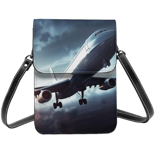 TRSGKSQP Kleine Umhängetasche aus Leder für Damen, Handy, Geldbörse, Flugzeug, Handytasche von TRSGKSQP