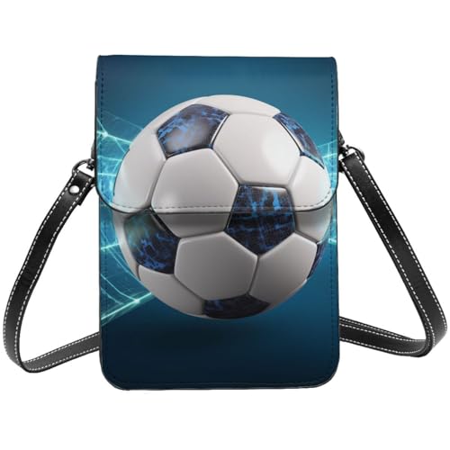 TRSGKSQP Kleine Umhängetasche aus Leder für Damen, Handy, Geldbörse, Fußball, Sport, Ball, Handytasche von TRSGKSQP