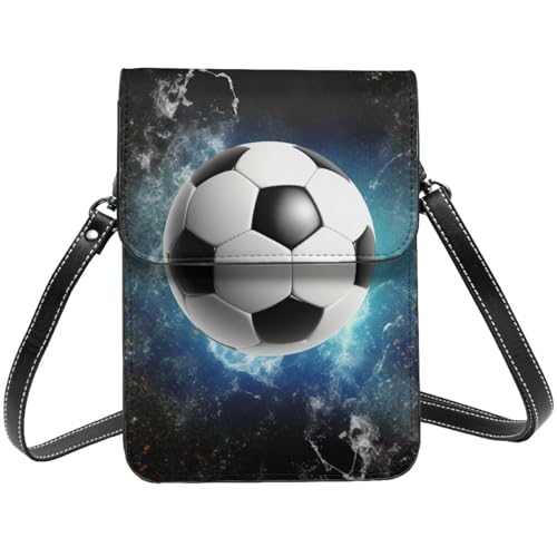 TRSGKSQP Kleine Umhängetasche aus Leder für Damen, Handy, Geldbörse, Fußball, Sport, Handytasche von TRSGKSQP