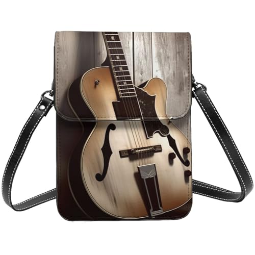 TRSGKSQP Kleine Umhängetasche aus Leder für Damen, Handy, Geldbörse, Gitarre, Bilder, Handytasche von TRSGKSQP