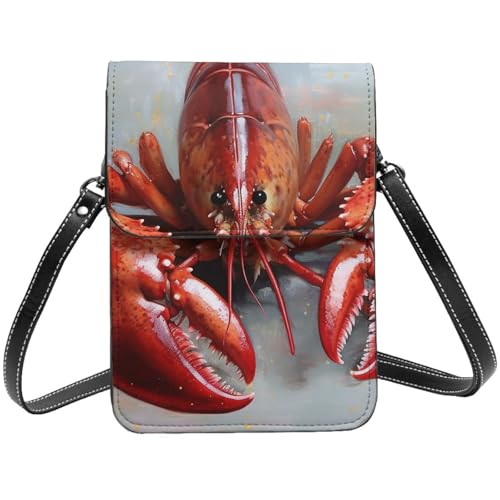 TRSGKSQP Kleine Umhängetasche aus Leder für Damen, Handy, Geldbörse, Hummer, Handytasche von TRSGKSQP