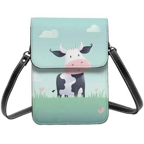 TRSGKSQP Kleine Umhängetasche aus Leder für Damen, Handy, Geldbörse, Kuh-Hintergrund, Handytasche von TRSGKSQP