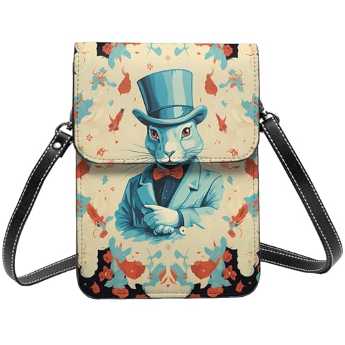 TRSGKSQP Kleine Umhängetasche aus Leder für Damen, Handy, Geldbörse, Magier, Kaninchen, Handytasche von TRSGKSQP