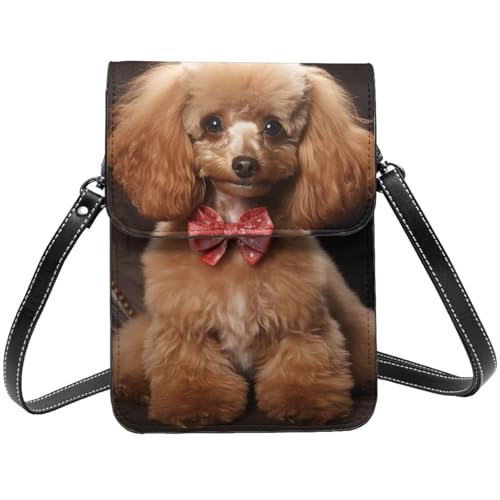 TRSGKSQP Kleine Umhängetasche aus Leder für Damen, Handy, Geldbörse, Pudel, Handytasche von TRSGKSQP