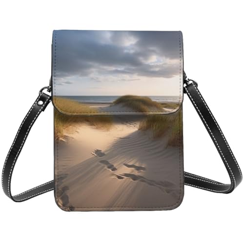 TRSGKSQP Kleine Umhängetasche aus Leder für Damen, Handy, Geldbörse, Stranddünen, Handytasche von TRSGKSQP