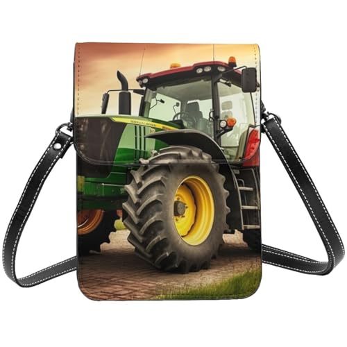 TRSGKSQP Kleine Umhängetasche aus Leder für Damen, Handy, Geldbörse, Traktor-Thema, Handytasche von TRSGKSQP