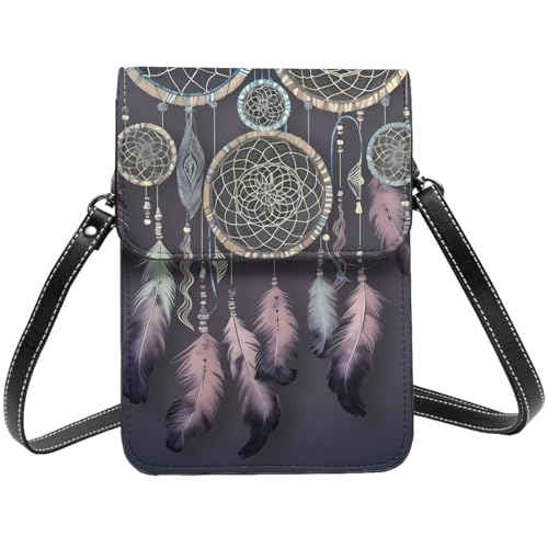 TRSGKSQP Kleine Umhängetasche aus Leder für Damen, Handy, Geldbörse, Traumfänger, Handytasche von TRSGKSQP