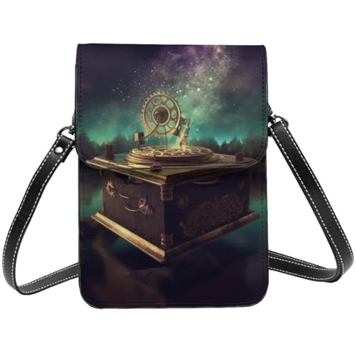 TRSGKSQP Kleine Umhängetasche aus Leder für Damen, Handy, Geldbörse, Traumspieluhr, Handytasche von TRSGKSQP