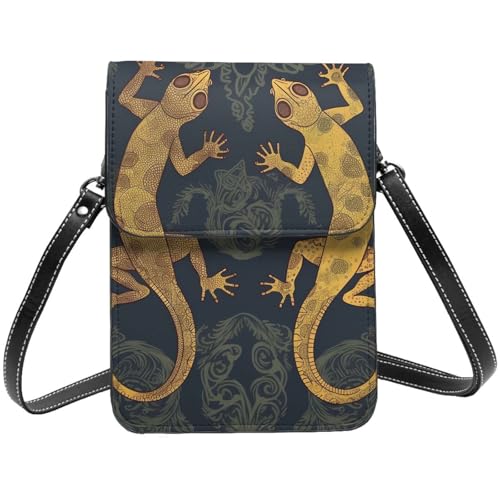 TRSGKSQP Kleine Umhängetasche aus Leder für Damen, Handygeldbörse, Handy-Geldbörse, Gecko, Eidechsen, Handytasche von TRSGKSQP