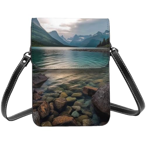 TRSGKSQP Kleine Umhängetasche aus Leder für Damen, Handygeldbörse, Handy-Geldbörse, Gletscher-Nationalpark, Handytasche von TRSGKSQP
