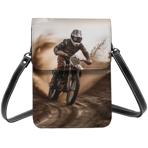 TRSGKSQP Kleine Umhängetasche aus Leder für Damen, Handygeldbörse, Handy-Geldbörse, Motocross-Handytasche von TRSGKSQP