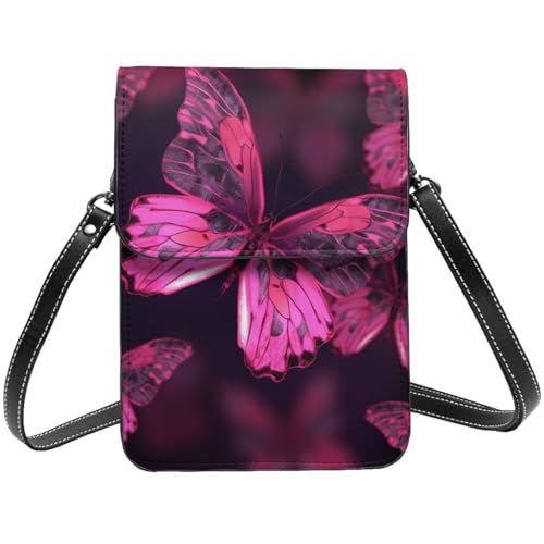 TRSGKSQP Kleine Umhängetasche aus Leder für Damen, Handygeldbörse, Handy-Geldbörse, Schmetterlings-Handytasche von TRSGKSQP