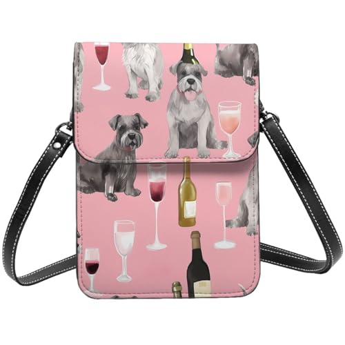 TRSGKSQP Kleine Umhängetasche aus Leder für Damen, Handygeldbörse, Handy-Geldbörse, Schnauzer-Handytasche von TRSGKSQP