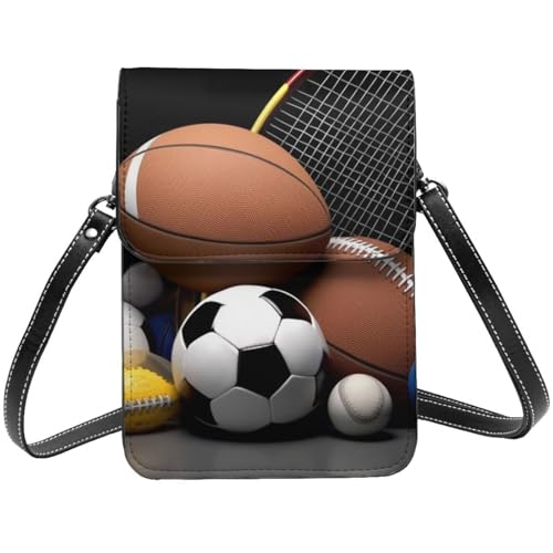 TRSGKSQP Kleine Umhängetasche aus Leder für Damen, Handygeldbörse, Handy-Geldbörse, Sportmotiv von TRSGKSQP
