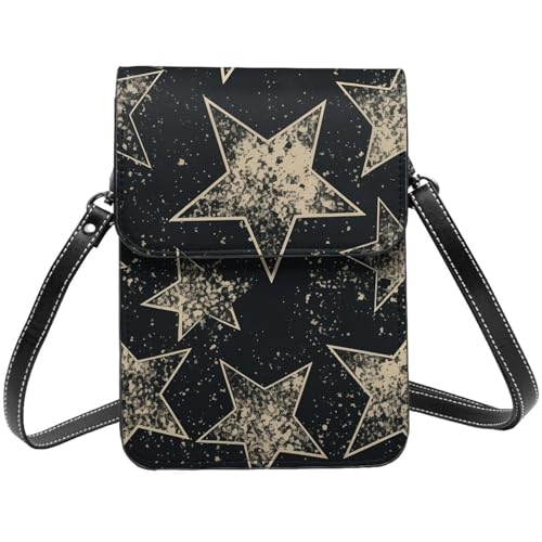 TRSGKSQP Kleine Umhängetasche aus Leder für Damen, Handygeldbörse, Handy-Geldbörse, Stern-Handytasche von TRSGKSQP