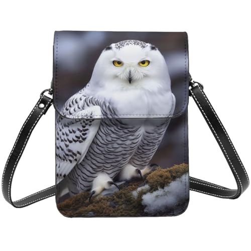 TRSGKSQP Kleine Umhängetasche aus Leder für Damen, Handygeldbörse, Handy-Geldbörse, arktische Eule, Handytasche von TRSGKSQP