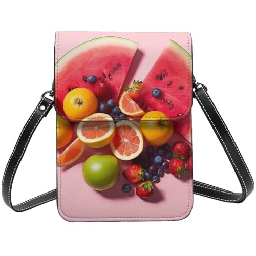 TRSGKSQP Kleine Umhängetasche aus Leder für Damen, Handygeldbörse, Handy-Geldbörse, frisches Obst, Handytasche von TRSGKSQP