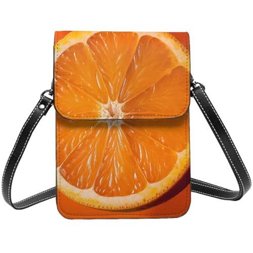 TRSGKSQP Kleine Umhängetasche aus Leder für Damen, Handygeldbörse, Handy-Geldbörse, orangefarbene Scheibe, Handytasche von TRSGKSQP