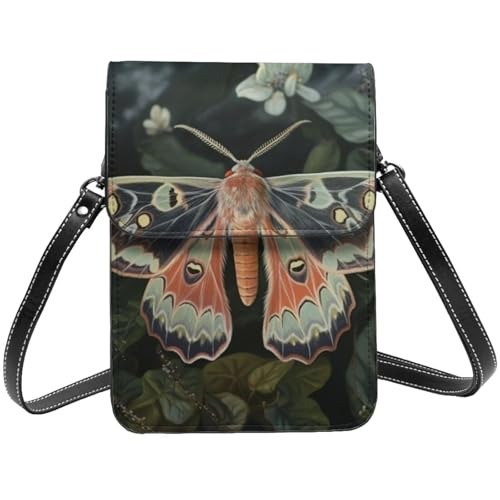 TRSGKSQP Kleine Umhängetasche aus Leder für Damen, Handygeldbörse, Handy-Geldbörse, schöne Motten-Handytasche von TRSGKSQP