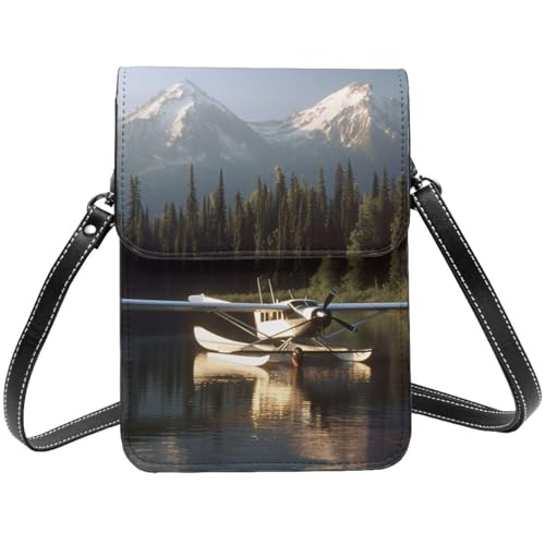 TRSGKSQP Kleine Umhängetasche aus Leder für Damen, Handytasche, Geldbörse, Flugzeug am See, Handytasche von TRSGKSQP