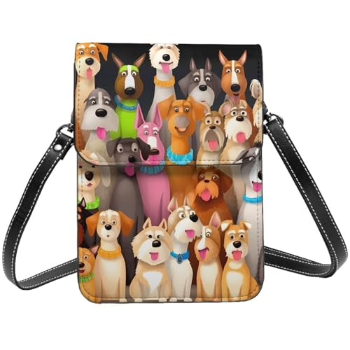 TRSGKSQP Kleine Umhängetasche aus Leder für Damen, Handytasche, Geldbörse, Hunde, Handytasche von TRSGKSQP