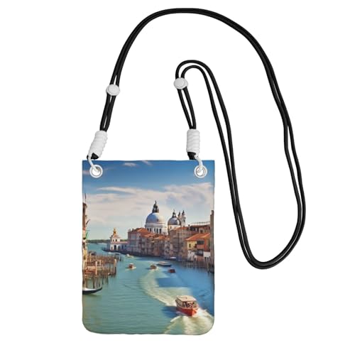 TRSGKSQP Kleine Umhängetasche für Damen, Handy-Geldbörse, Mini-Handygeldbörse, Grand C in Italien, Handytasche, Schwarz , Einheitsgröße von TRSGKSQP