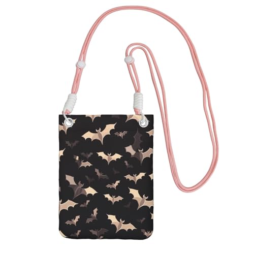 TRSGKSQP Kleine Umhängetasche für Damen, Handy-Geldbörse, Mini-Handygeldbörse, Halloween, fliegende Fledermäuse, Handytasche, rose, Einheitsgröße von TRSGKSQP