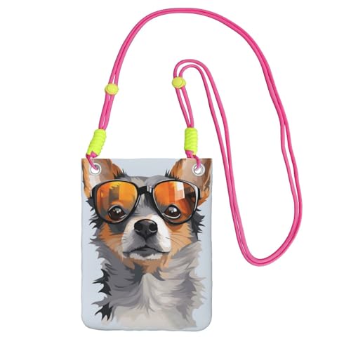 TRSGKSQP Kleine Umhängetasche für Damen, Handy-Geldbörse, Mini-Handytasche, Chihuahua, Hund, Brille, Handytasche, Fuchusia, Einheitsgröße von TRSGKSQP