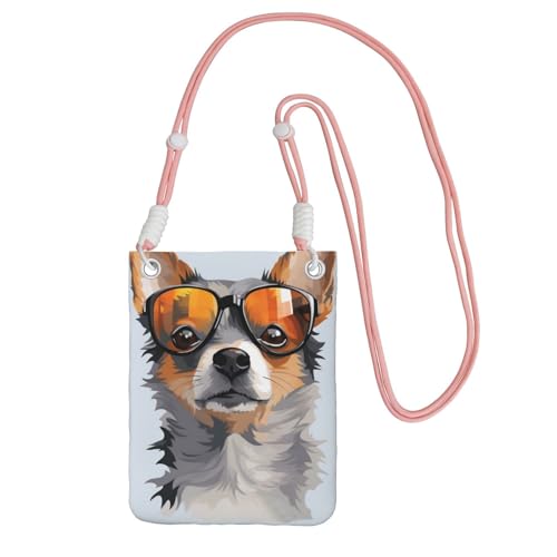 TRSGKSQP Kleine Umhängetasche für Damen, Handy-Geldbörse, Mini-Handytasche, Chihuahua, Hund, Brille, Handytasche, rose, Einheitsgröße von TRSGKSQP