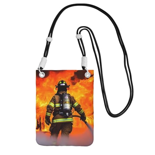 TRSGKSQP Kleine Umhängetasche für Damen, Handy-Geldbörse, Mini-Handytasche, Feuerwehrmann, Feuerwehrmann, Flamme, Handytasche, Schwarz , Einheitsgröße von TRSGKSQP
