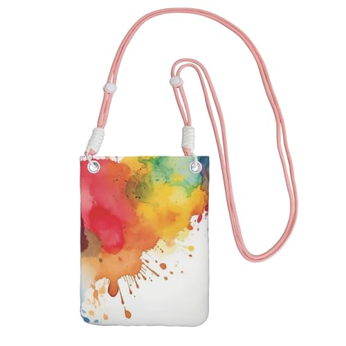TRSGKSQP Kleine Umhängetasche für Damen, Handy-Geldbörse, Mini-Handytasche, Flecken, Wasserfarben, Farbspritzer, Handytasche, rose, Einheitsgröße von TRSGKSQP