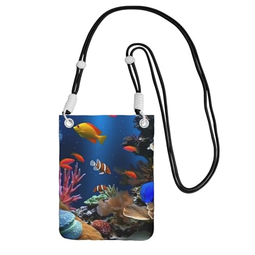 TRSGKSQP Kleine Umhängetasche für Damen, Handy-Geldbörse, Mini-Handytasche, Meerestier-Handytasche, Schwarz , Einheitsgröße von TRSGKSQP