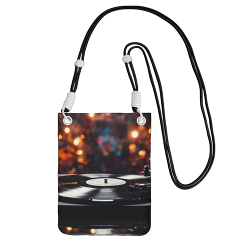 TRSGKSQP Kleine Umhängetasche für Damen, Handy-Geldbörse, Mini-Handytasche, Musikalbum, Rahmen, Handytasche, Schwarz , Einheitsgröße von TRSGKSQP