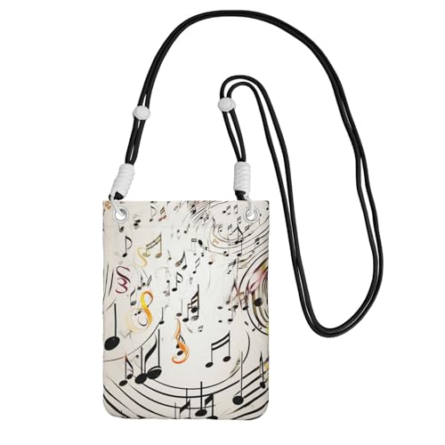 TRSGKSQP Kleine Umhängetasche für Damen, Handy-Geldbörse, Mini-Handytasche, Musiknoten-Druck, Handytasche, Schwarz , Einheitsgröße von TRSGKSQP