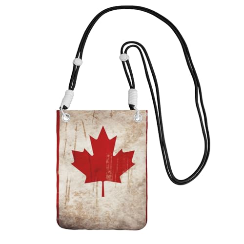 TRSGKSQP Kleine Umhängetasche für Damen, Handy-Geldbörse, Mini-Handytasche, Retro, Kanada-Flagge, Handytasche, Schwarz , Einheitsgröße von TRSGKSQP