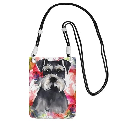 TRSGKSQP Kleine Umhängetasche für Damen, Handy-Geldbörse, Mini-Handytasche, Schnauzer-Handytasche, Schwarz , Einheitsgröße von TRSGKSQP