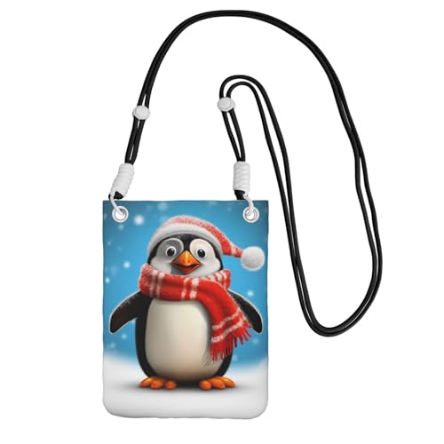 TRSGKSQP Kleine Umhängetasche für Damen, Handy-Geldbörse, Mini-Handytasche, Weihnachten, lustiger Pinguin-Handytasche, Schwarz , Einheitsgröße von TRSGKSQP