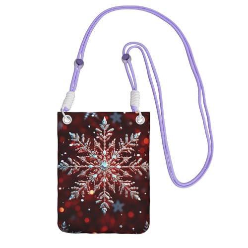 TRSGKSQP Kleine Umhängetasche für Damen, Handy-Geldbörse, Mini-Handytasche, Weihnachtsschneeflocken-Handytasche, violett, Einheitsgröße von TRSGKSQP