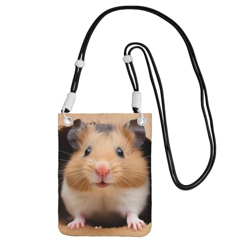 TRSGKSQP Kleine Umhängetasche für Damen, Handy-Geldbörse, Mini-Handytasche, lustige Hamste-Handytasche, Schwarz , Einheitsgröße von TRSGKSQP