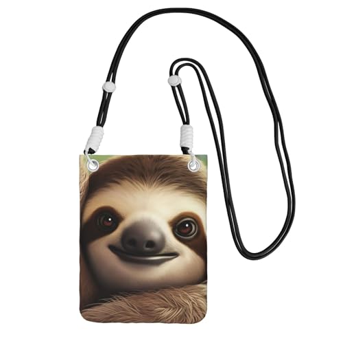 TRSGKSQP Kleine Umhängetasche für Damen, Handy-Geldbörse, Mini-Handytasche, niedliches Faultier-Handytasche, Schwarz , Einheitsgröße von TRSGKSQP