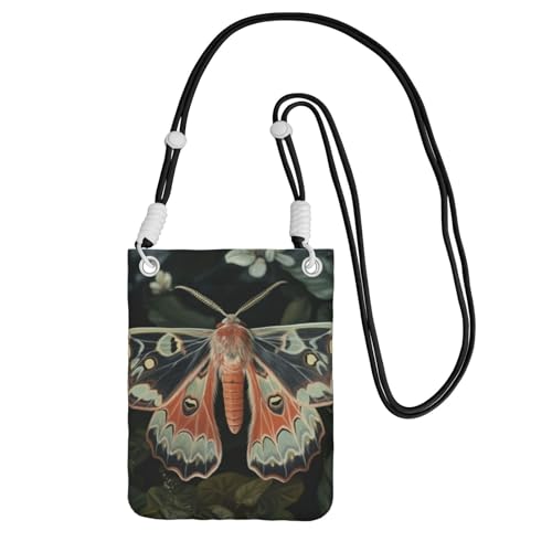 TRSGKSQP Kleine Umhängetasche für Damen, Handy-Geldbörse, Mini-Handytasche, schöne Motten-Handytasche, Schwarz , Einheitsgröße von TRSGKSQP