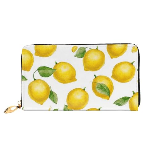 TRSGKSQP Ledergeldbörse für Damen und Herren, Bifold Wallet Ultra Slim Kreditkartenetui Gelb Zitrone Damen Clutch Geldbörse von TRSGKSQP