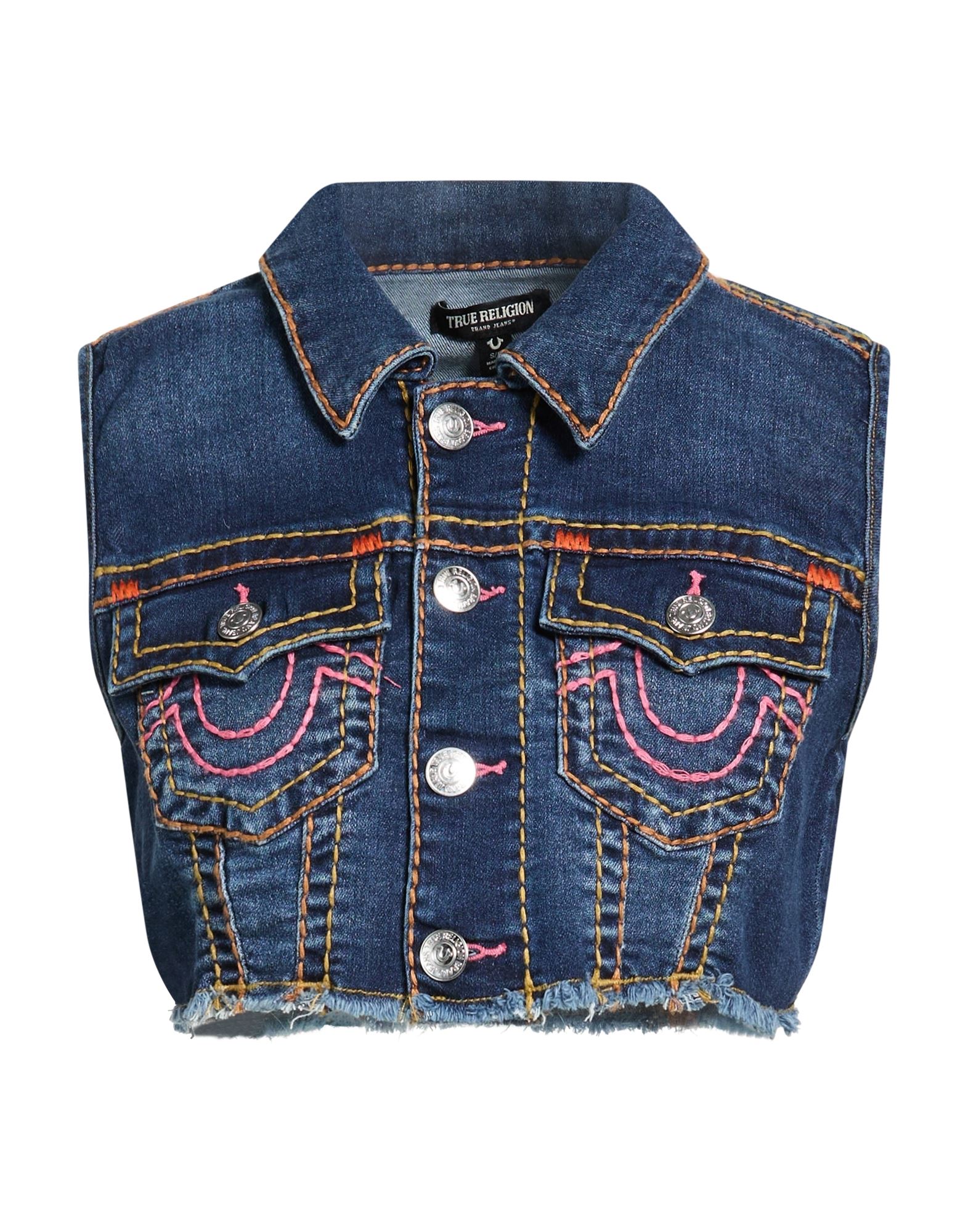 TRUE RELIGION Jeansjacke/-mantel Damen Blau von TRUE RELIGION