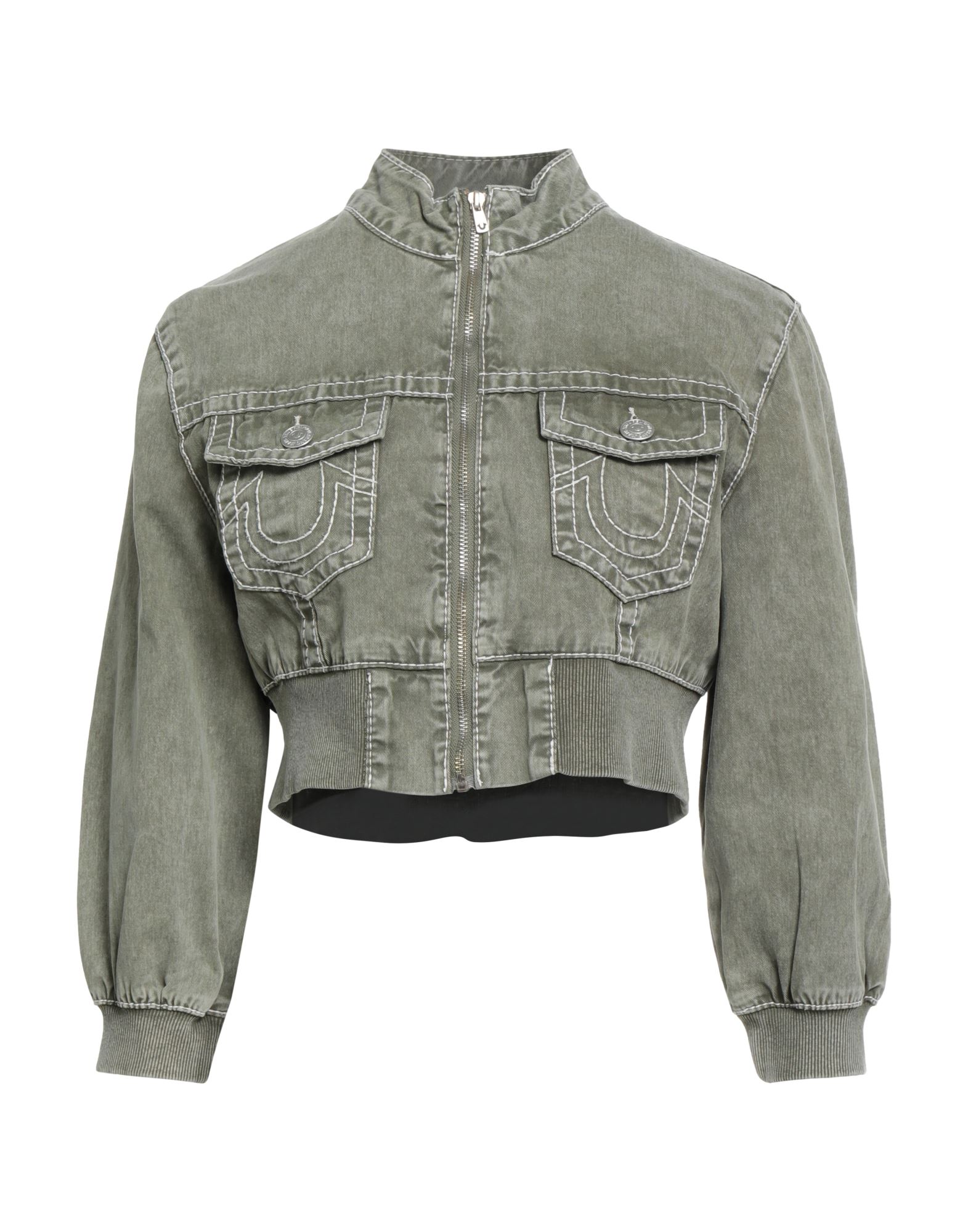 TRUE RELIGION Jeansjacke/-mantel Damen Salbeigrün von TRUE RELIGION