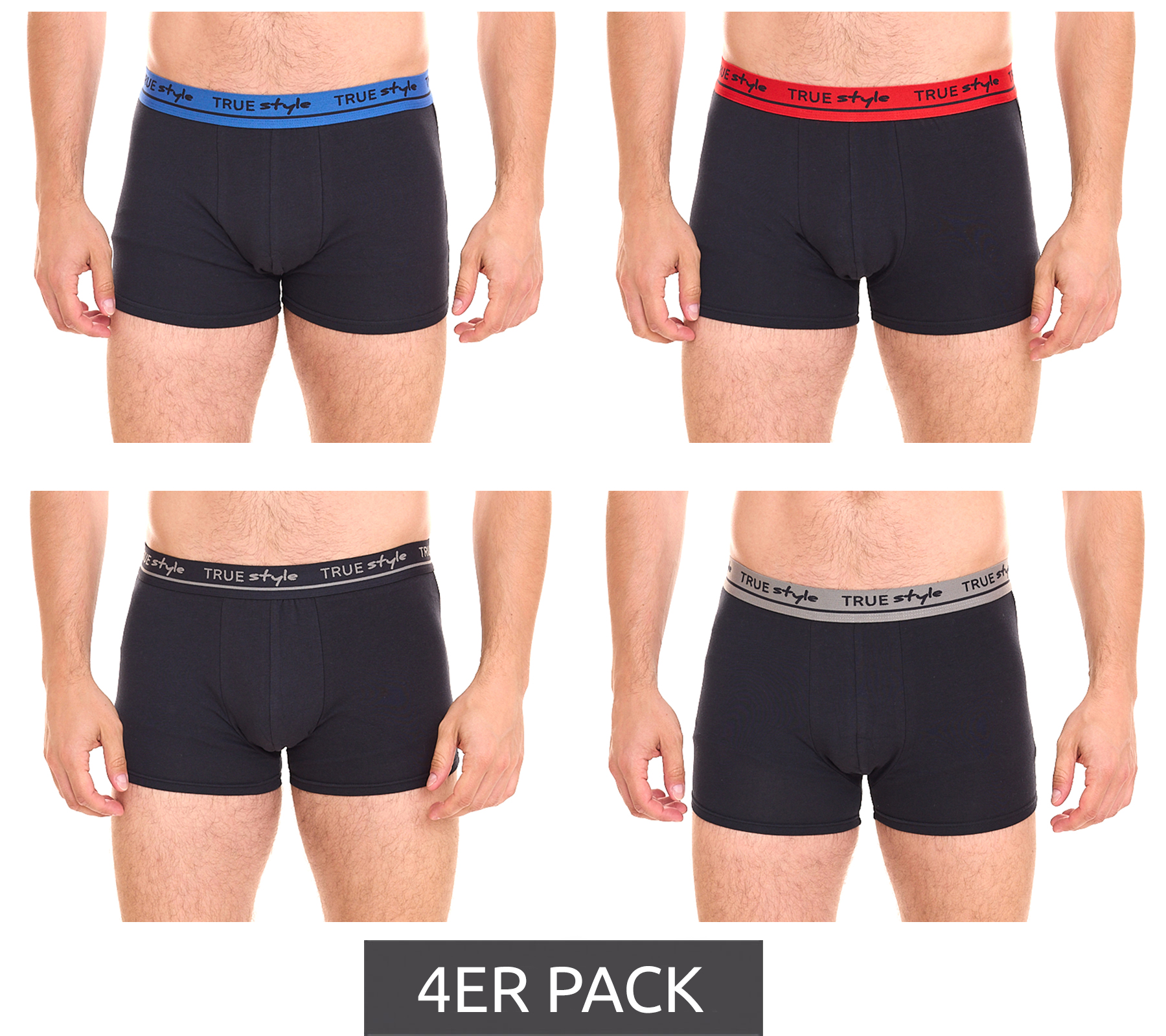 4er Pack TRUE style Herren Boxershorts nachhaltige Retro-Shorts 8846202 Schwarz/Mehrfarbig von TRUE style